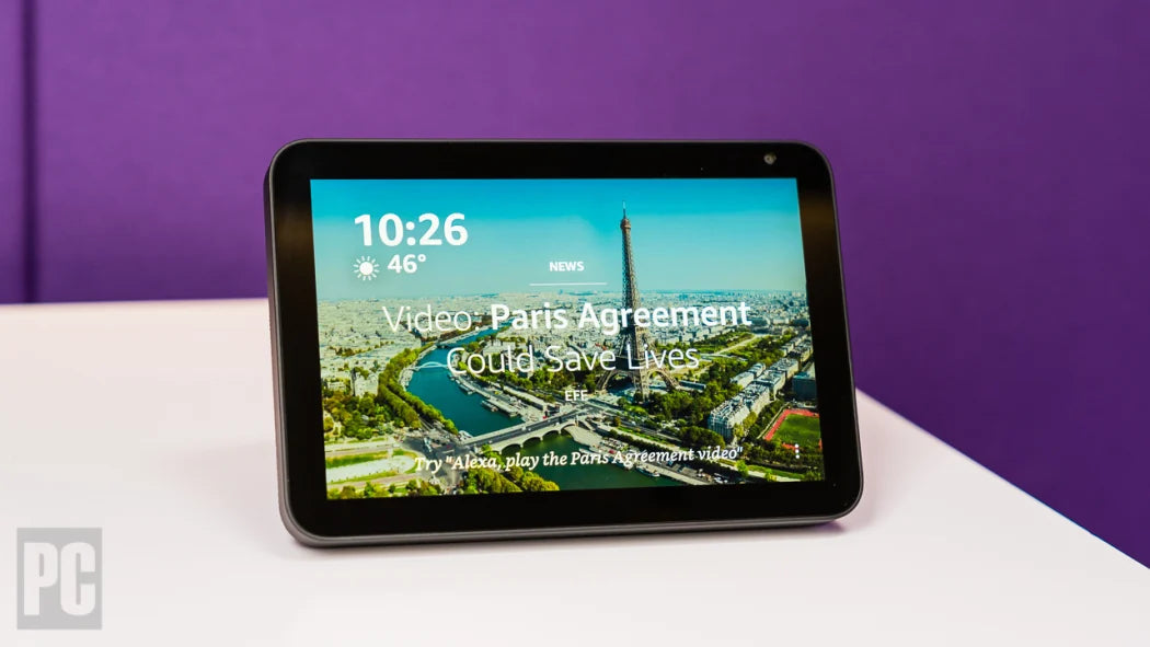 Echo Show 8 (1st Gen, 2020 release) - Smart speaker with 8" HD screen, stereo sound & hands-free entertainment with Alexa (Black)