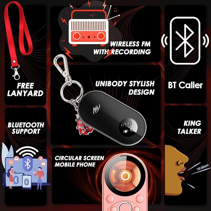 itel Circle 1 | Unique Design with Round Screen Mobile Phone | 500mAh Battery | 1.32" Display BT Call | Rose Gold