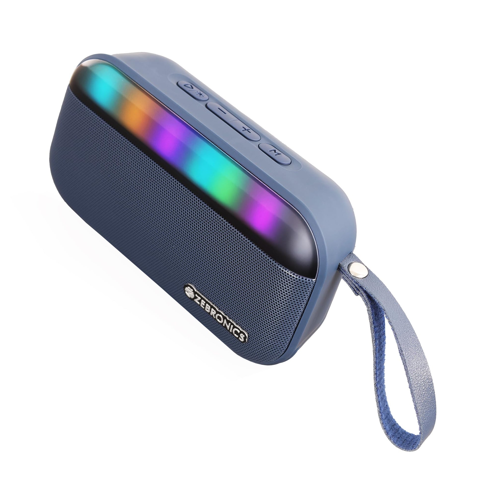 ZEBRONICS County 7 Portable Bluetooth Speaker, 8 Watts, Upto 15 Hours Playback, Passive Radiator, BTv5.3 | mSD | TWS | USB, RGB LED, Call Function, Carry Loop (Black)