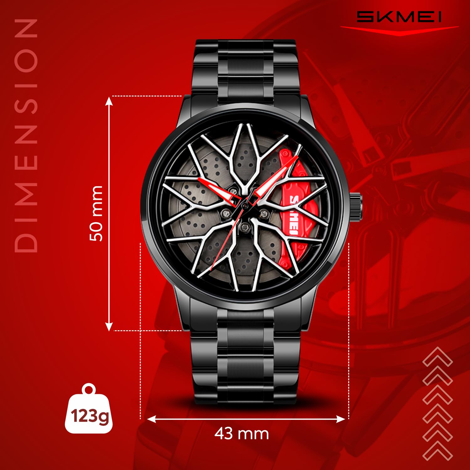 SKMEI Men's Watch New Wheels Rolling Creative Fashion Che Youhui League Fans Butterfly Double Snap Gift Wristwatch - 1990