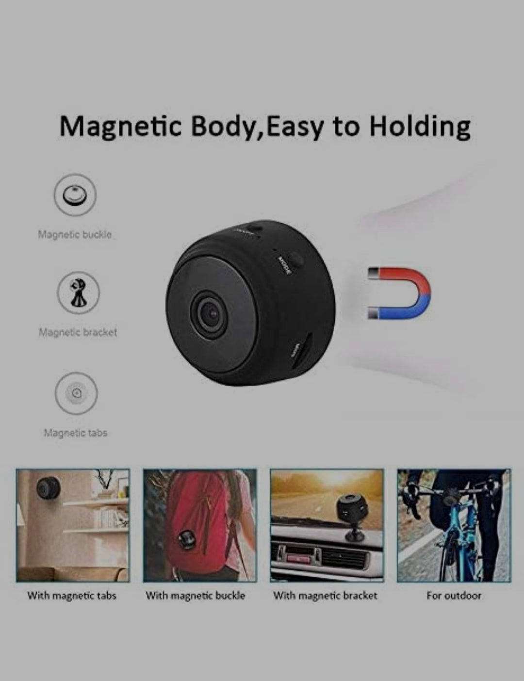 Home Security Camera Audio and Video Live Feed WiFi with Cell Phone App Wireless Recording 1080P HD Smart Cam Wireless Night Vision Motion Detection (Black)