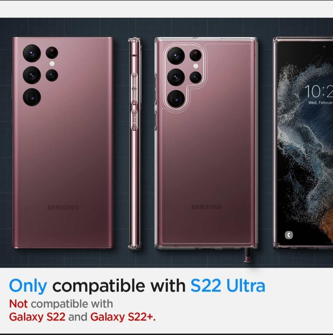 Spigen Ultra Hybrid Back Cover Case for Samsung Galaxy S22 Ultra (TPU + Poly Carbonate | Crystal Clear)