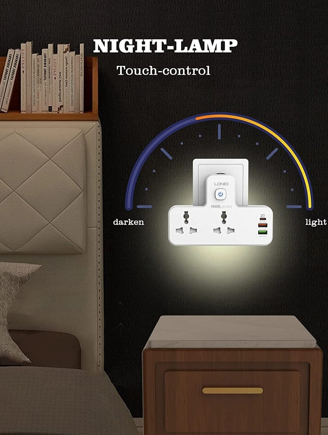 LDNIO SC2311 20W 3-Port USB Charger Extension Power Strip with 1 * 20W USB-C PD Power Delivery / 1 * 18W USB QC3.0/1 * USB-A Wall Charger Adapter Fast Charger for iPhone/Samsung/OnePlus/Mi/Oppo/Vivo