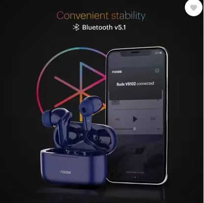 Noise Buds VS102 with 50 Hrs Playtime, 11mm Driver, IPX5 and Unique Flybird Design Bluetooth Headset  (Midnight Blue, True Wireless)