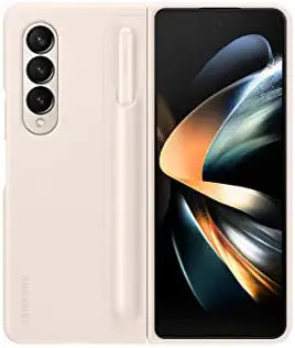 Samsung Galaxy Z Fold 4 Plastic Standing Cover with S Pen and S Pen Holder, Protective Phone Case with Kickstand for Hands Free Viewing