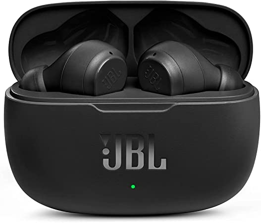 JBL Wave200 True Wireless Earbud Headphones, Deep Powerful Bass, 20H Battery, Dual Connect, Hand-Free Call, Voice Assistant, Comfortable Fit, IPX2 Sweatproof, Pocket Friendly - Black, JBLW200TWSBLK