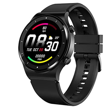 Firebolt 360 Pro Bluetooth Calling, Local Music and TWS Pairing, 360*360 PRO Display Smart Watch with Rolling UI & Dual Button Technology, Spo2, Heart Rate & Temperature Monitoring - Black