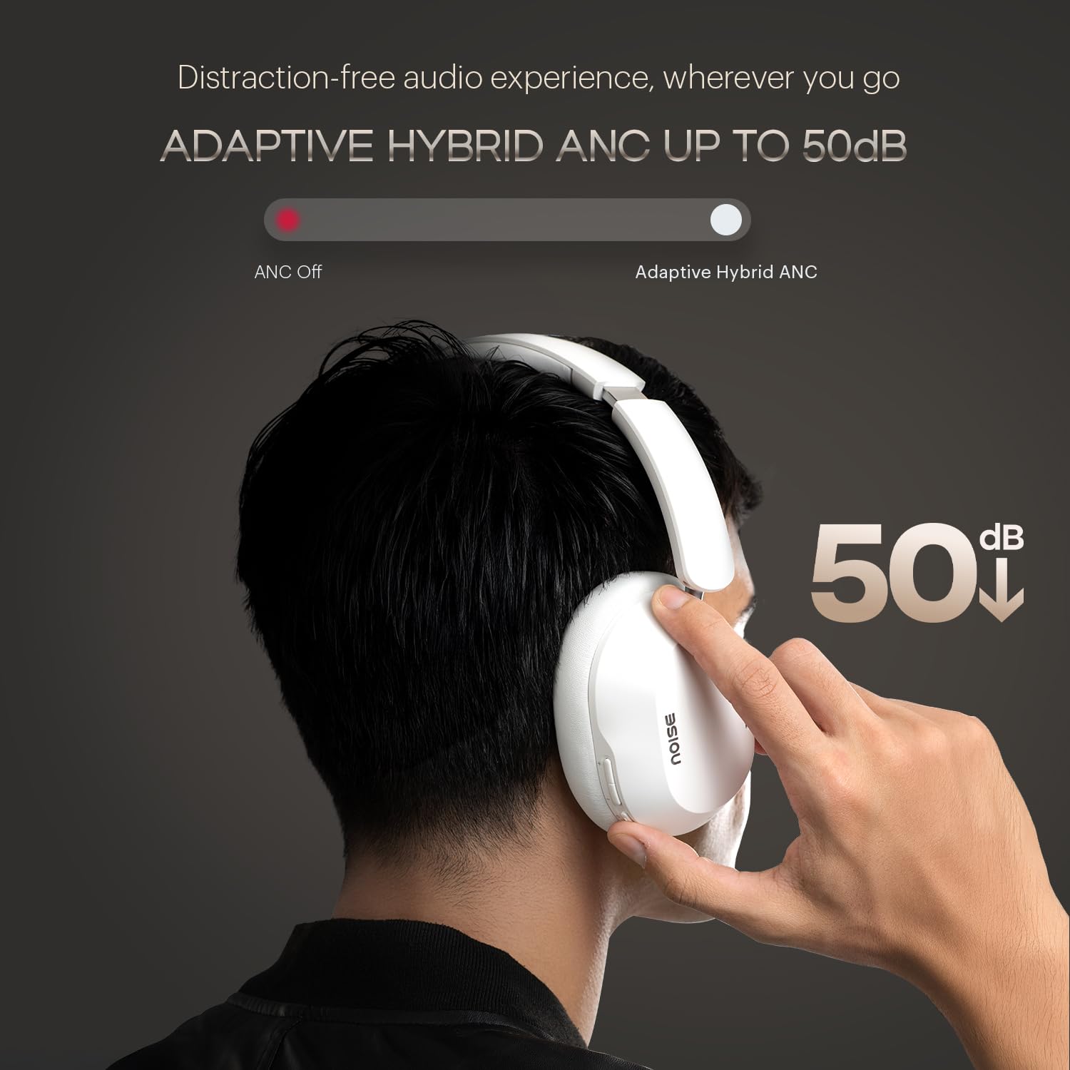 Noise Newly Launched Airwave Max 5 Wireless Over-Ear Headphones with Adaptive Hybrid ANC (up to 50dB), HFA Tech, 80H Playtime, Dual Pairing(Carbon Black)