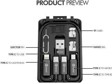 Inbase Special Edition Multifunctional Box - Multi Data Cables (Micro USB, Lightning, Type C), Card Slot, Sim Kit and Phone Cradle