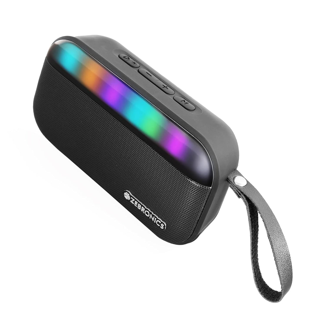 ZEBRONICS County 7 Portable Bluetooth Speaker, 8 Watts, Upto 15 Hours Playback, Passive Radiator, BTv5.3 | mSD | TWS | USB, RGB LED, Call Function, Carry Loop (Black)