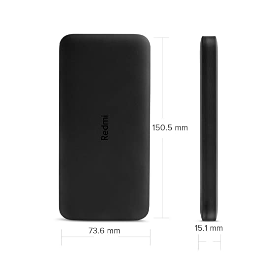 Redmi 10000 mAh Fast Charging Slim Power Bank (Black, 10W Fast Charging, Dual Ports)