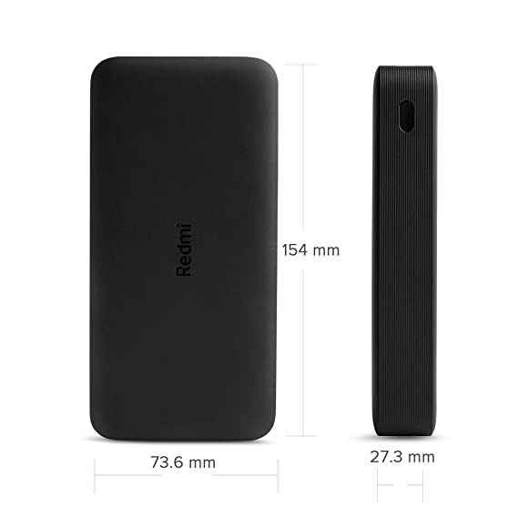 Redmi 20000mAh Li-Polymer Power Bank (Black), USB Type C and Micro USB Ports | 18W Fast Charging | Multi Device Charging