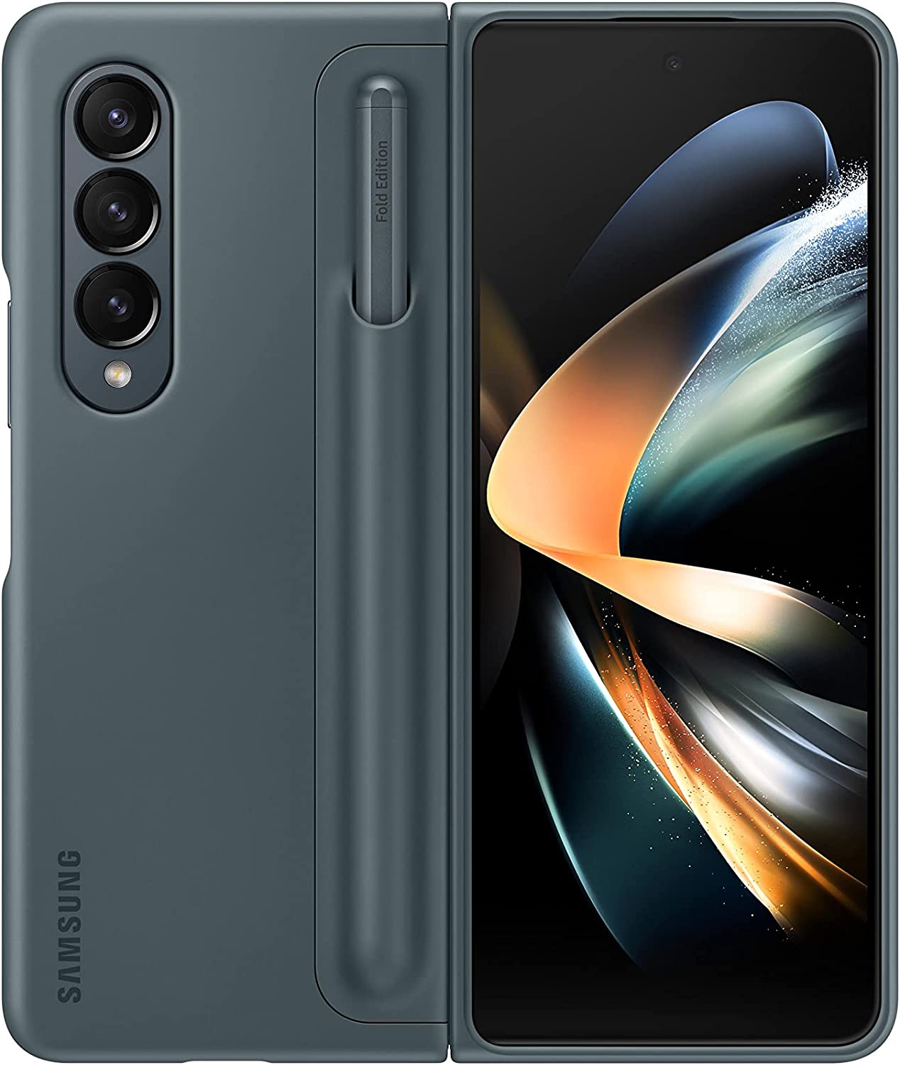 Samsung Galaxy Z Fold 4 Plastic Standing Cover with S Pen and S Pen Holder, Protective Phone Case with Kickstand for Hands Free Viewing