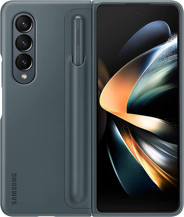 Samsung Galaxy Z Fold 4 Plastic Standing Cover with S Pen and S Pen Holder, Protective Phone Case with Kickstand for Hands Free Viewing