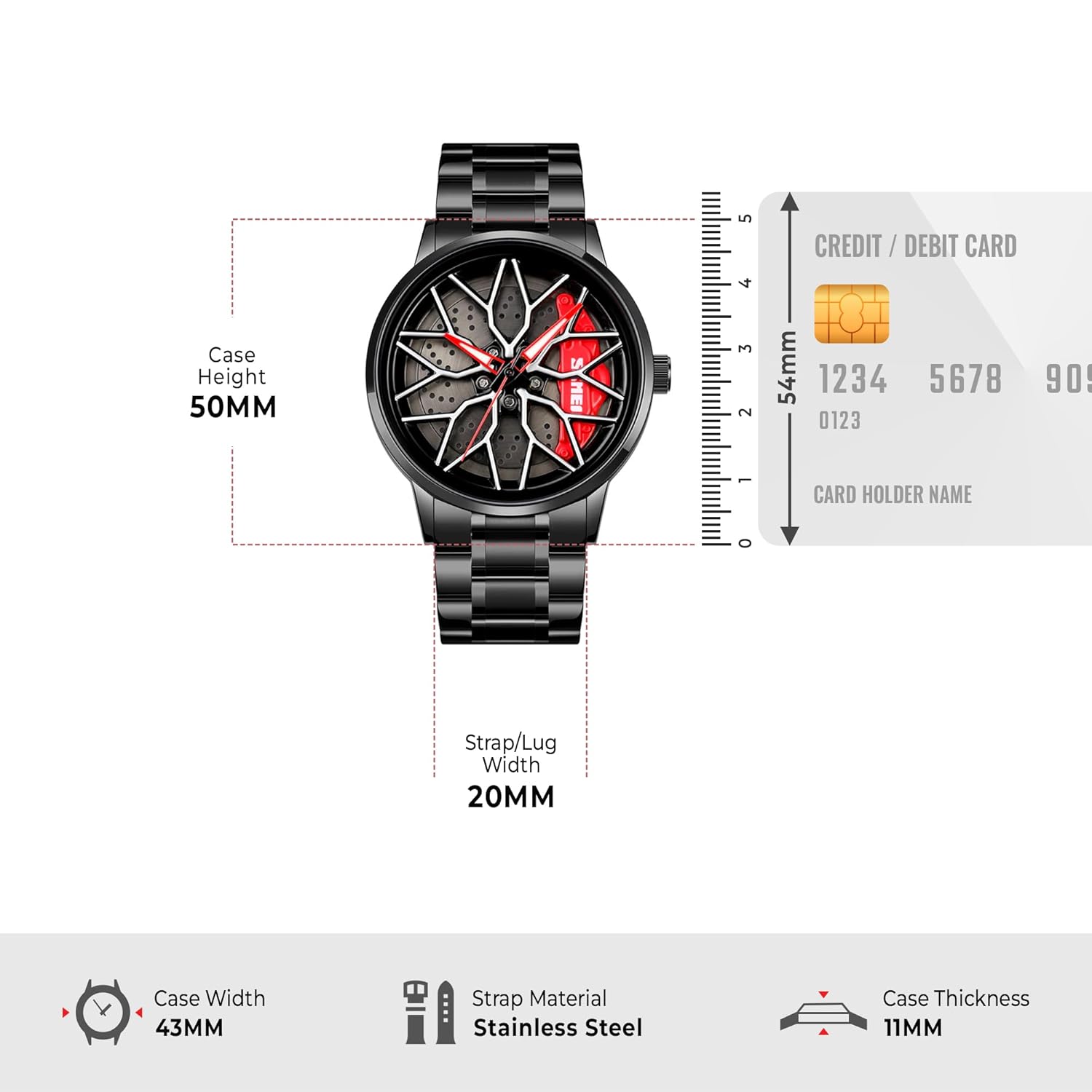 SKMEI Men's Watch New Wheels Rolling Creative Fashion Che Youhui League Fans Butterfly Double Snap Gift Wristwatch - 1990