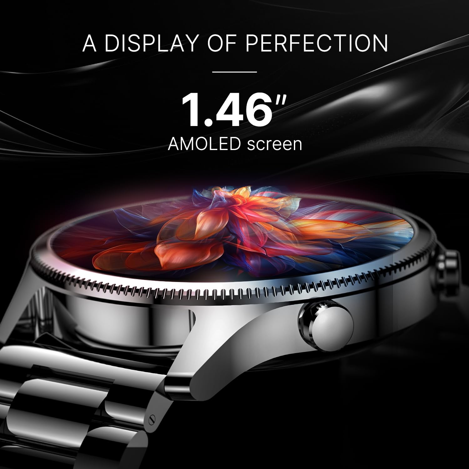 Noise Halo Plus 1.46" Super AMOLED Display Elite Smart Watch, Bluetooth Calling, Stainless Steel Build, Always on Display, Upto 7 Days Battery (Elite Black)