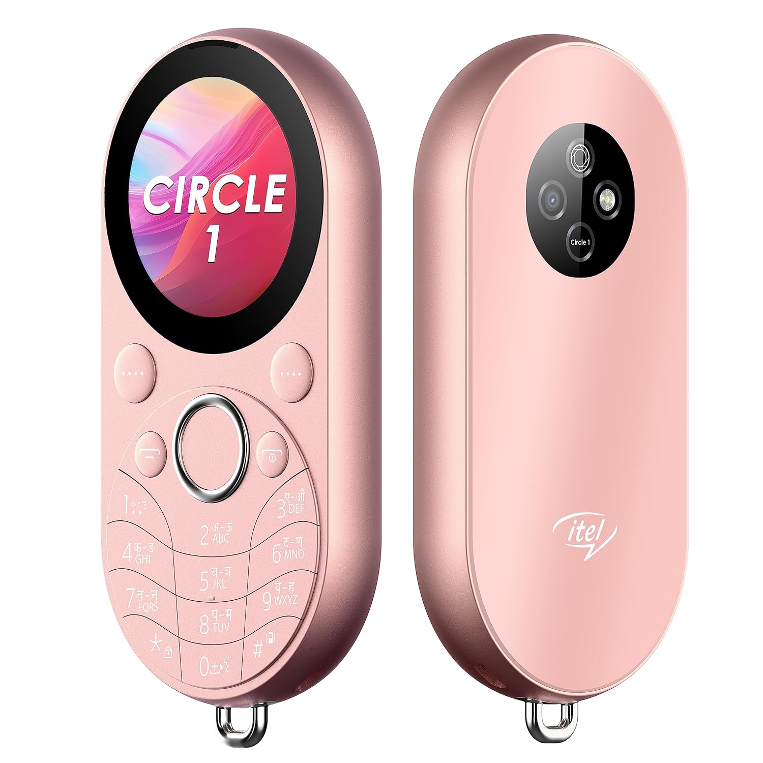 itel Circle 1 | Unique Design with Round Screen Mobile Phone | 500mAh Battery | 1.32" Display BT Call | Rose Gold